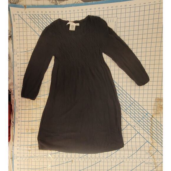 Max Studio Black Knit Knot Smocking Long Sleeve Stretch Sweater Dress - Picture 5 of 12